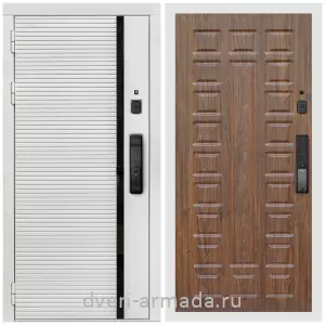 Двери МДФ для квартиры, Умная входная смарт-дверь Армада Каскад WHITE МДФ 10 мм Kaadas K9 / МДФ 16 мм ФЛ-183 Мореная береза
