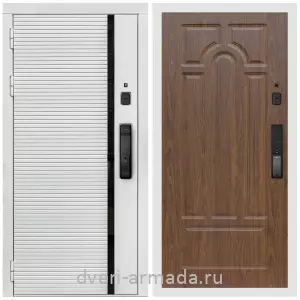 Двери МДФ для квартиры, Умная входная смарт-дверь Армада Каскад WHITE МДФ 10 мм Kaadas K9 / МДФ 16 мм ФЛ-58 Мореная береза