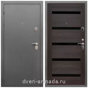 Заводские входные двери, Дверь входная Армада Оптима Антик серебро / МДФ 16 мм СБ-14 Эковенге стекло черное