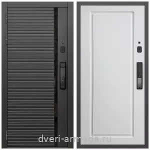 Двери МДФ для квартиры, Умная входная смарт-дверь Армада Каскад BLACK МДФ 10 мм Kaadas K9 / МДФ 16 мм ФЛ-119 Белый матовый