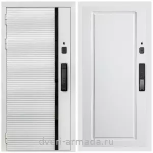 Двери МДФ для квартиры, Умная входная смарт-дверь Армада Каскад WHITE МДФ 10 мм Kaadas K9 / МДФ 16 мм ФЛ-119 Белый матовый