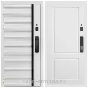 Двери МДФ для квартиры, Умная входная смарт-дверь Армада Каскад WHITE МДФ 10 мм Kaadas K9 / МДФ 16 мм ФЛ-117 Белый матовый