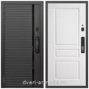 Двери МДФ для квартиры, Умная входная смарт-дверь Армада Каскад BLACK МДФ 10 мм Kaadas K9 / МДФ 16 мм ФЛ-243 Белый матовый