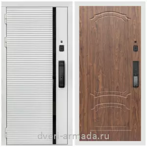 Двери МДФ для квартиры, Умная входная смарт-дверь Армада Каскад WHITE МДФ 10 мм Kaadas K9 / МДФ 16 мм ФЛ-140 Мореная береза