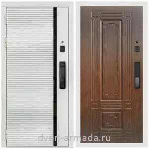 Двери МДФ для квартиры, Умная входная смарт-дверь Армада Каскад WHITE МДФ 10 мм Kaadas K9 / МДФ 16 мм ФЛ-2 Мореная береза