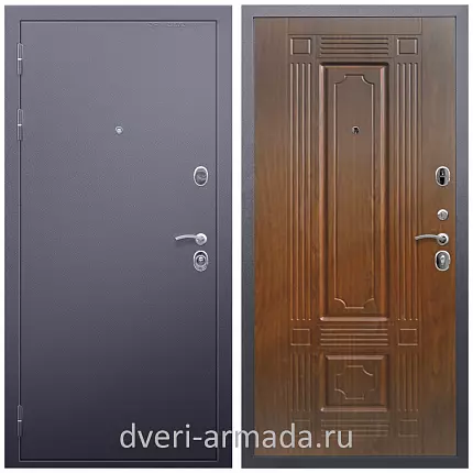 Дверь входная Армада Люкс Антик серебро / МДФ 6 мм ФЛ-2 Морёная береза из металла в кирпичный дом с порошковой окраской