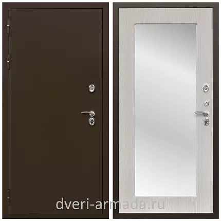 Дверь входная уличная в дом Армада Термо Молоток коричневый/ МДФ 16 мм ФЛЗ-пастораль, Дуб белёный