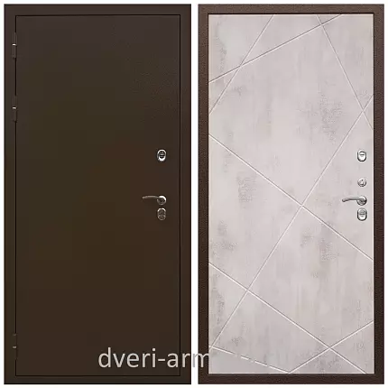 Дверь входная в дом одностворчатая Армада Термо Молоток коричневый/ МДФ 10 мм ФЛ-291 Бетон светлый в коттедж в тамбур